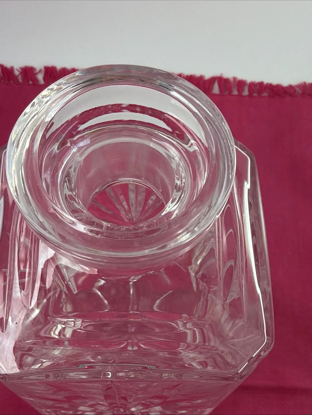 Vintage Clear Cut Crystal Pinwheel Square Decanter with Stopper